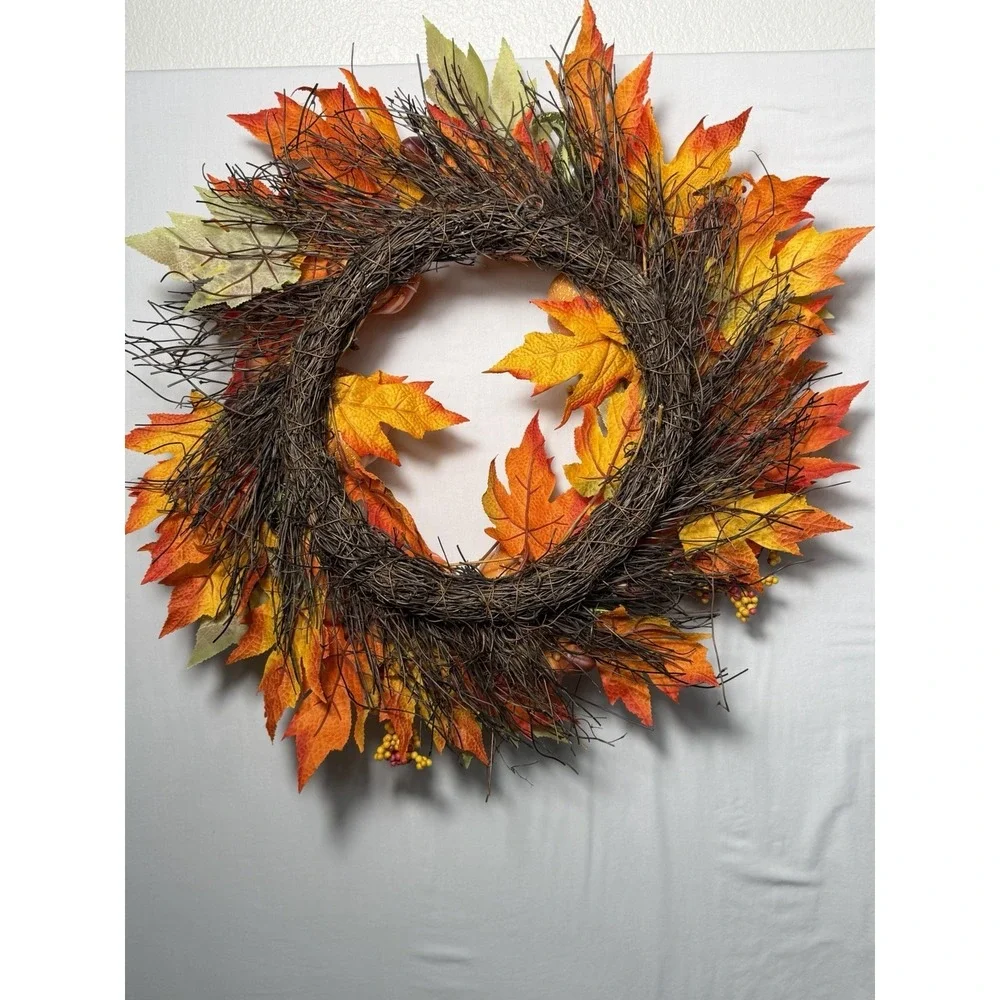 Fall Wreath Pumpkins Farmhouse Thanksgiving Autumn Decor
